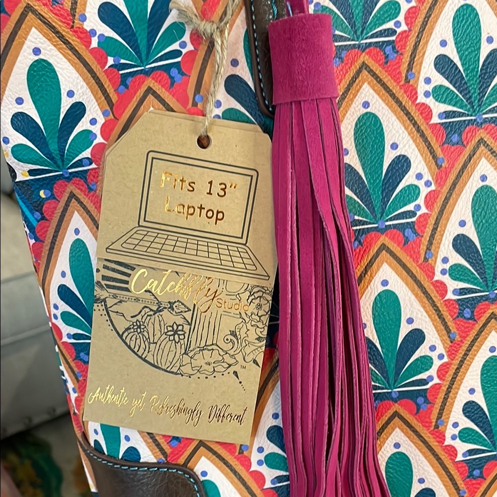 Catchfly Art Deco Tote Bag with Laptop Pocket - Picture 2 of 7